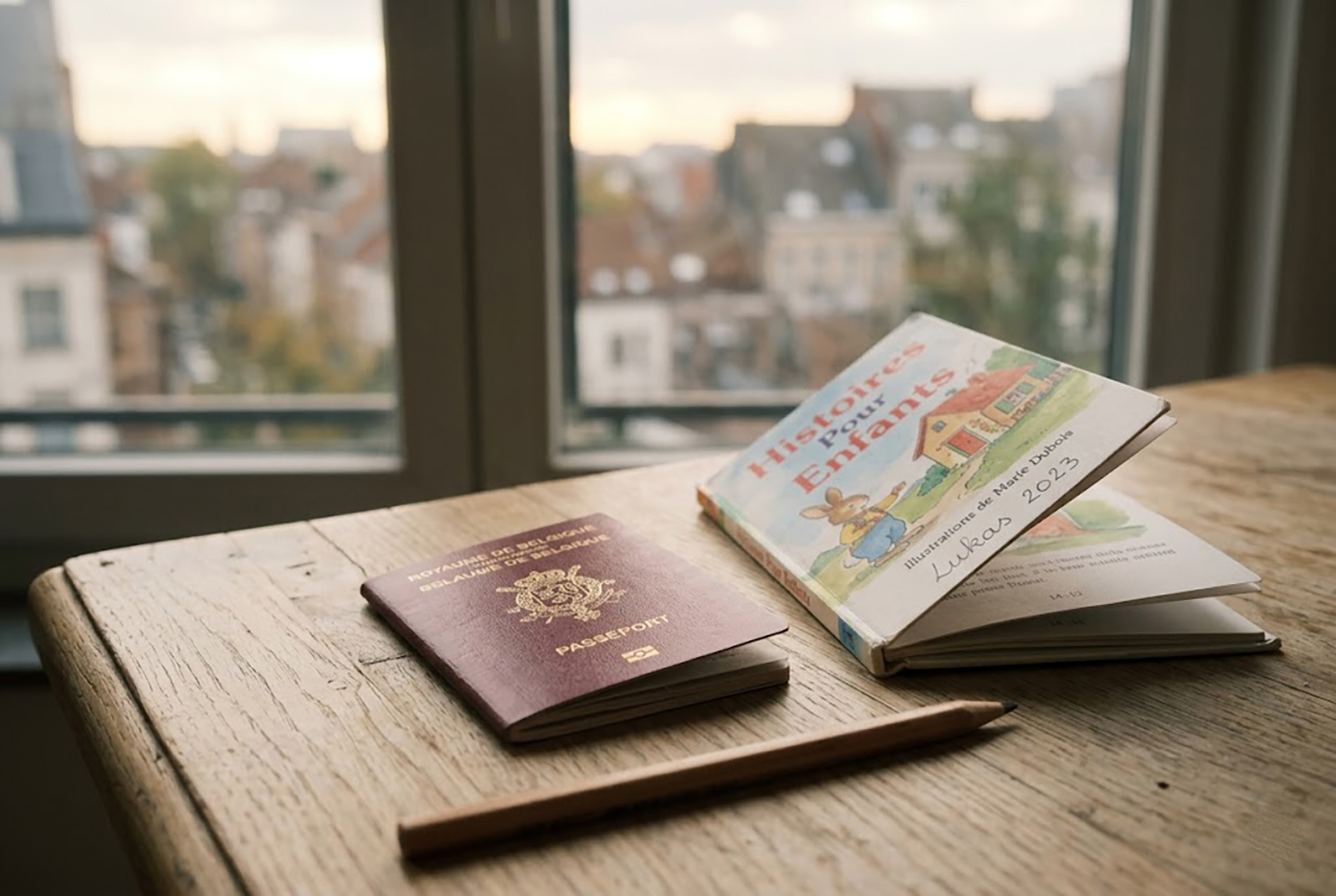 Belgian passport and child’s book, Belgian nationality of a child born abroad, Brussels lawyer.